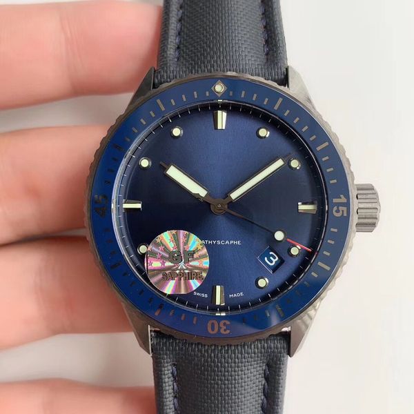 

gf factory cal.1315 automatic movement watch by 43mm satin ground titanium metal engraving neat angular c3 luminous sapphire crystal glass, Slivery;brown
