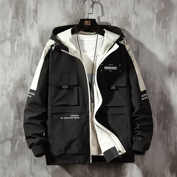 

легкие куртки корейский стиль 2020 новый стиль мода man мужская мода trend multi-карманы мужские пальто с капюшоном весна одежды, Black;brown