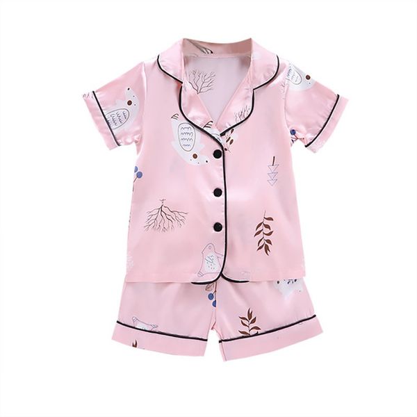 

children sleepwear set baby kids boys girls cute bear roots print outfits set short sleeve blouse +shorts pajamas, Blue;red