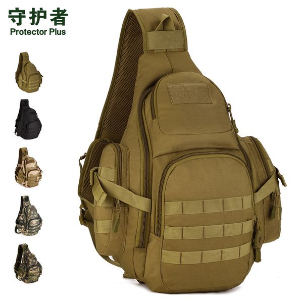 

outdoor single shoulder backpack large capacity cycling travel bag tactics chest pack \can hold 14 inch computer a5453