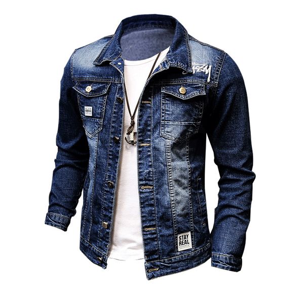 

wholesale 2019 autumn winter washing male korean youth casual teenagers hip hop jacket denim clothes embroidery male coat men, Black;brown