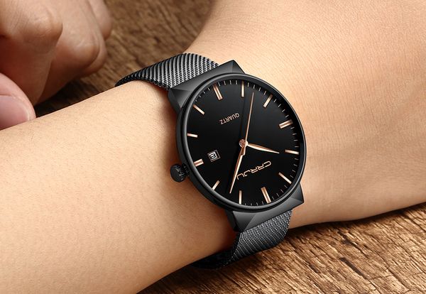 

2020 crrju fashion casual quartz watch men classic business luxury wrist stainless steel relogio masculino watch mens watches, Slivery;brown