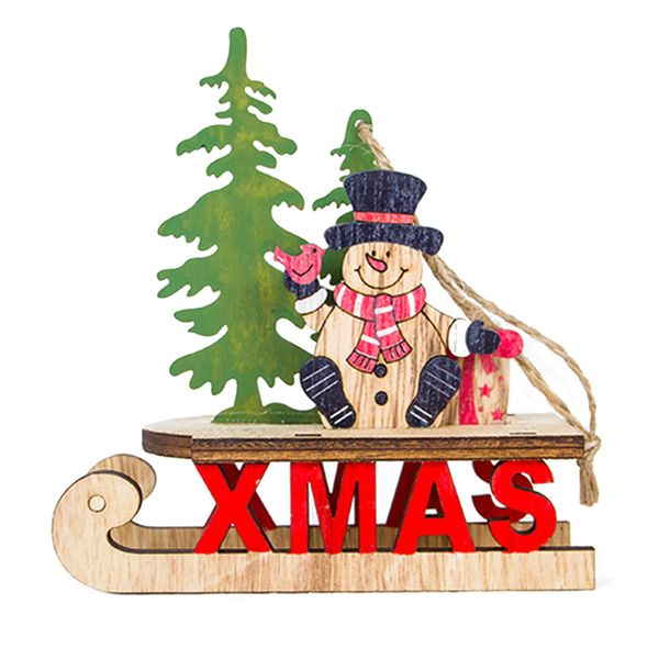 

christmas tree hanging decorations wood snowman pendant cute santa sleigh