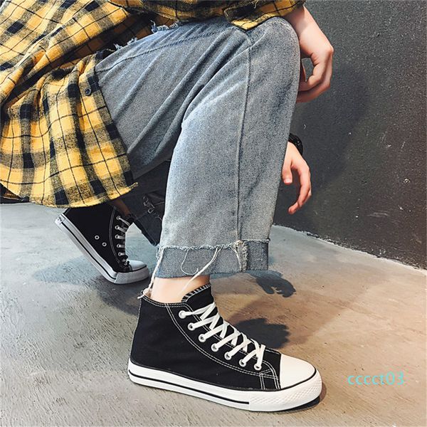 

ankle boot winter canvas shoes solid color lover footwear 40% spring ulzzang plimsolls casual board shoes women skate sneakers ct03, Black