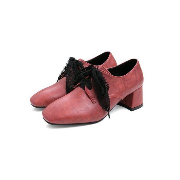 

blxqpyt fashion women pumps lace up high heels ladies patent leather square toe single shoes female small or large 30-50 158-4, Black
