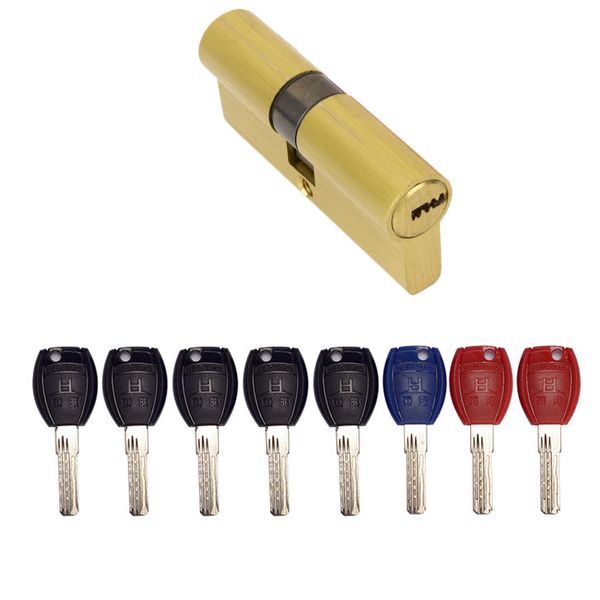 

70mm 27.5/10/32.5 brass brushed key cylinder door lock barrel with 8 keys