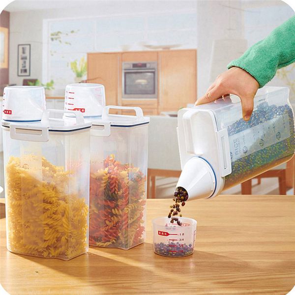 

storage bottles & jars 1pc 2l plastic cereal dispenser box kitchen grain rice container moisture-proof barrels can u3