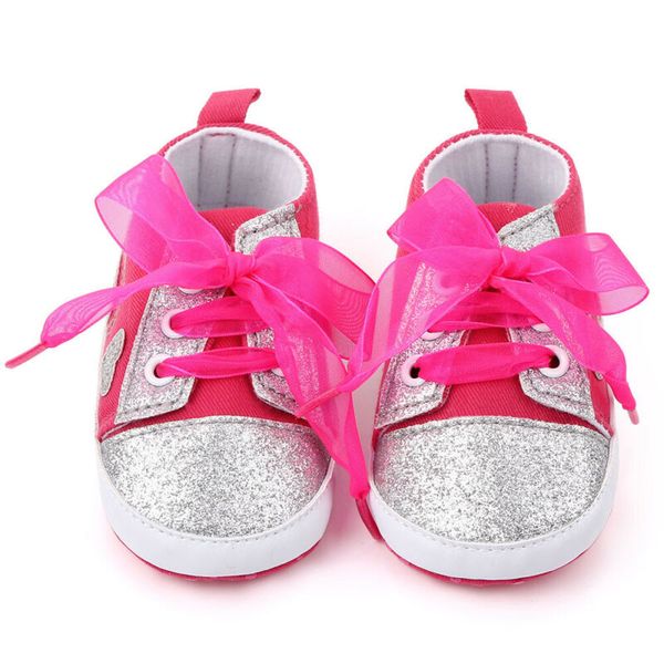 

soft sole newborn baby boy girl pre-walker white crib shoes sneakers 0-18 months, Black