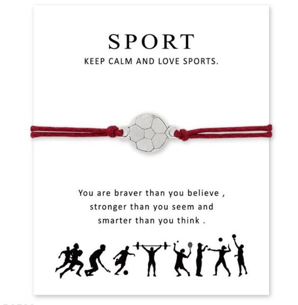 

new sports wrap wish bracelet with gift card football hockey gymnastics volleyball baseball basketball charm bangle women men jewelry a0110, Golden;silver