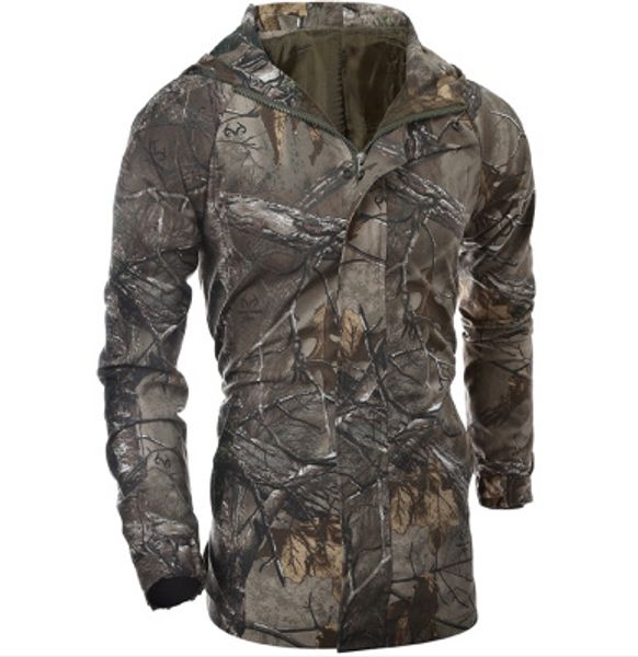 

men mid-length jacket camouflage jacket outdoor clothing hidden hooded fashion waist hugging 718, Black;brown