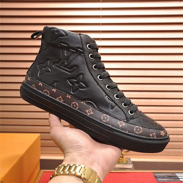 

21fw осень new high top мода мужчины повседневная обувь высокого качества удобные мужские ботинки легкие дышащие тенденции neakers для мужчи, Black