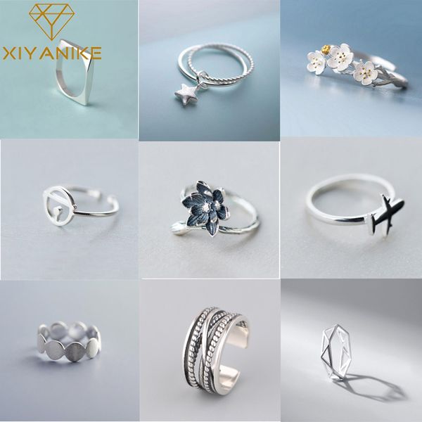 

xiyanike 925 sterling silver vintage simple geometric ring for men women 2019 fashion handmade jewelry christmas gift, Golden;silver