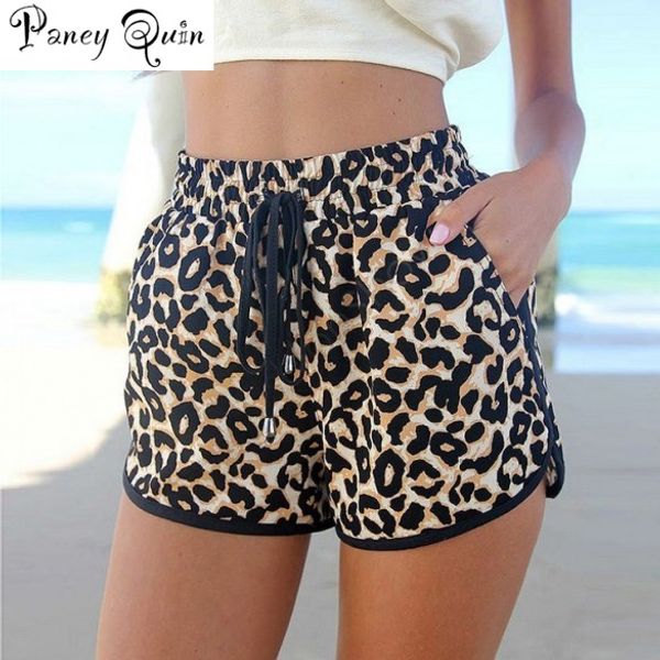 

summer new shorts women casual leopard printed hat shorts plus size women's large size, White;black