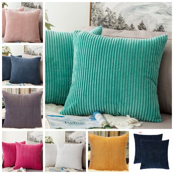 13styles Striped Corduroy Pillow Cover Solid Pillow Case Wave Home