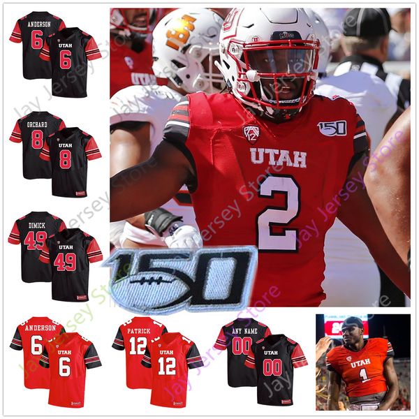 

custom utah utes football jersey college 6 devin brumfield 25 jaylen dixon 15 jason shelley 18 britain covey 22 chase hansen, Black;red
