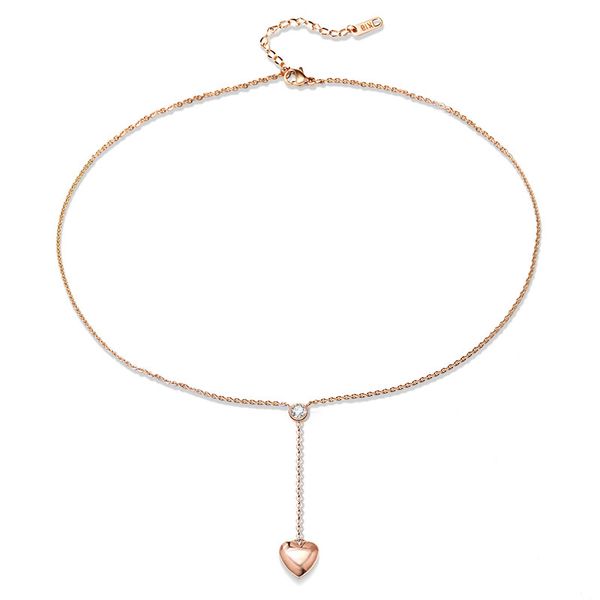

long tassel clavicle necklace for ladies fashion rose gold color heart chokers necklaces stainless steel jewellery 2020, Silver