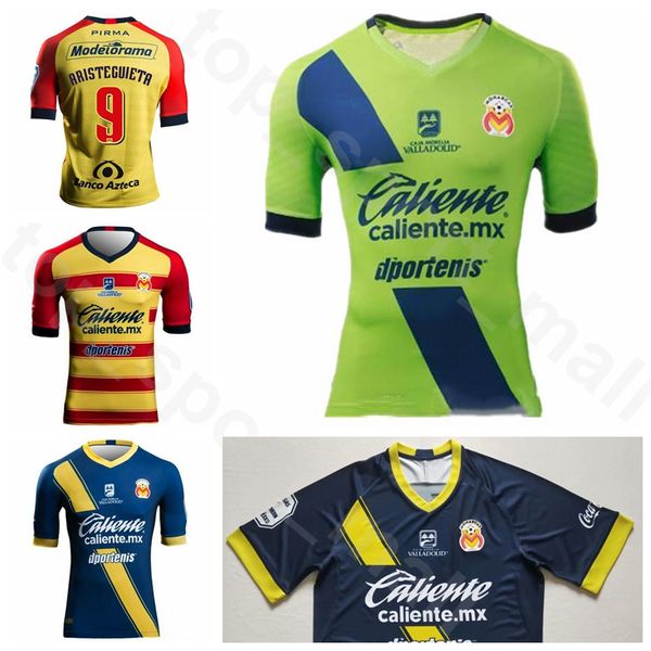 

2019 2020 mexico liga mx soccer morelia 9 aristeguieta jersey mendoza sansores rocha rodriguez sosa blue green red football shirt kits, Black;yellow