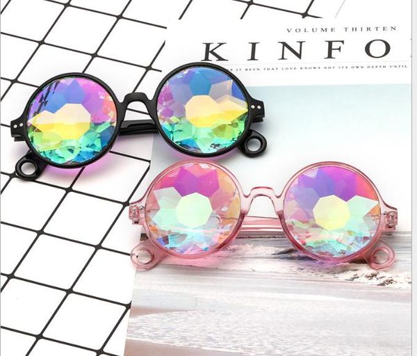 

glass crystal hallucinogenic kaleidoscope sunglasses, White;black