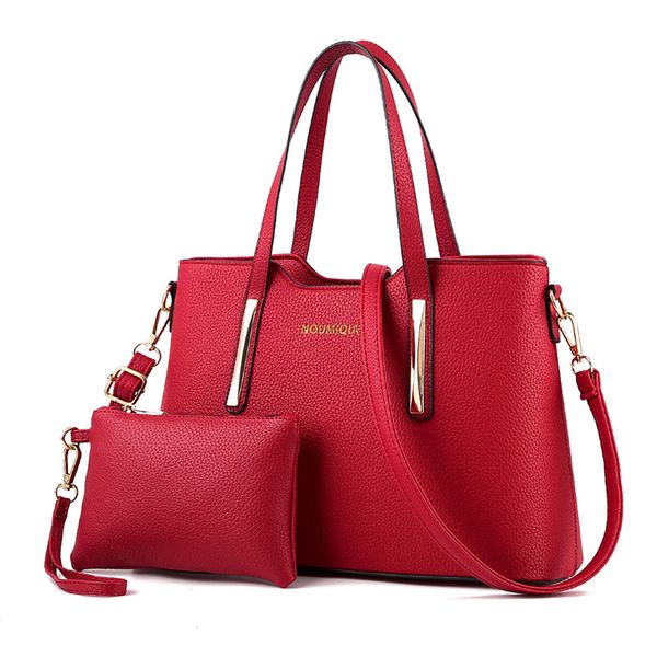 

fashion women 2-sets tote crossbody shoulder bag business solid large capacity pu leather bags for girls