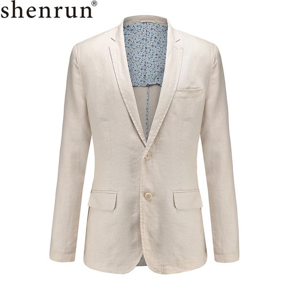 

shenrun men blazers linen formal business casual blazers half lining new fashion slim fit suit jacket gray navy blue black beige, White;black
