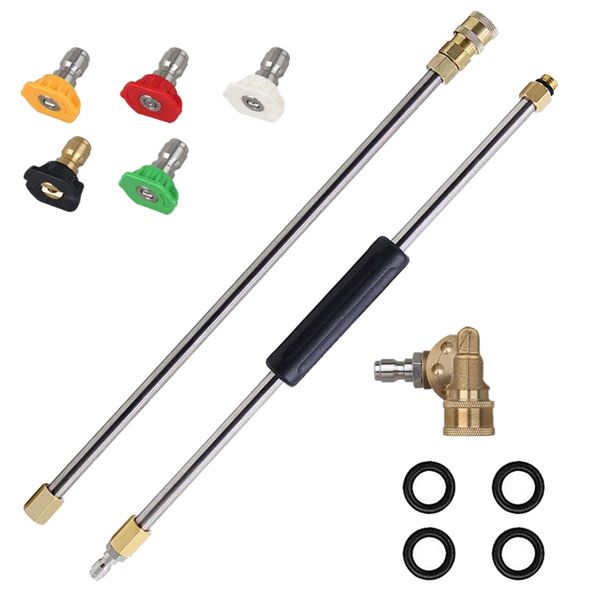 

new pressure washer extension spray wand with 5 spray nozzle tips 1 pivoting coupler, 4000 psi power washer cleaner accessories