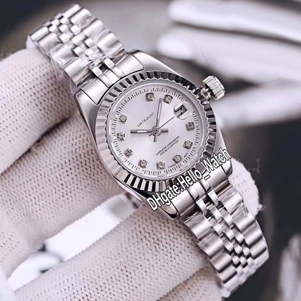 

new 28mm datejust 279173 womens japan miyota automatic watch diamond silver dial jubilee bracelet sapphire steel fluted watches hello_watch, Slivery;brown
