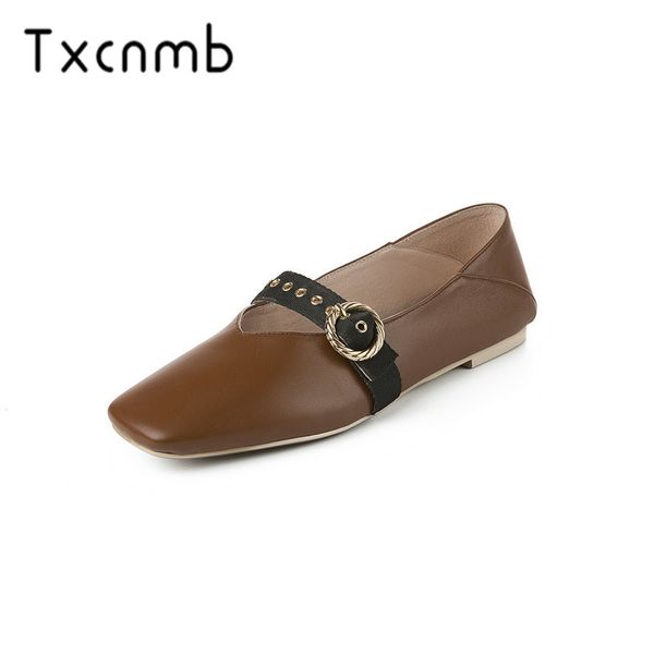 

txcnmb fashion women pumps spring summer low heels party shoes woman genuine leather female brand prom shoes loafers, Black
