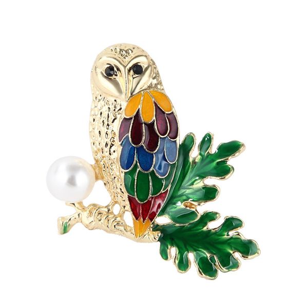 

cartoon concise oil dripping enamel colorful owl brooch pin clothes and ornaments pin accessories, Gray