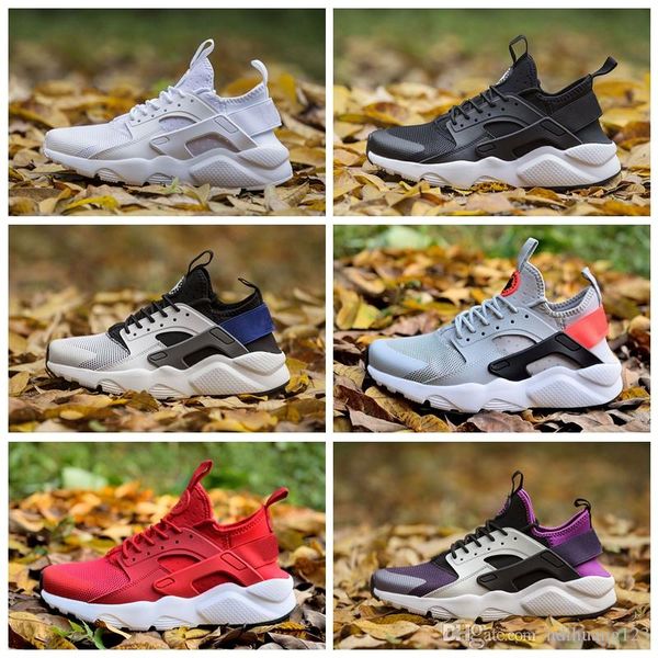 

2017 airs huarache 4 iv casual shoes for men women, black white sneakers triple huaraches jogging eur 36-45