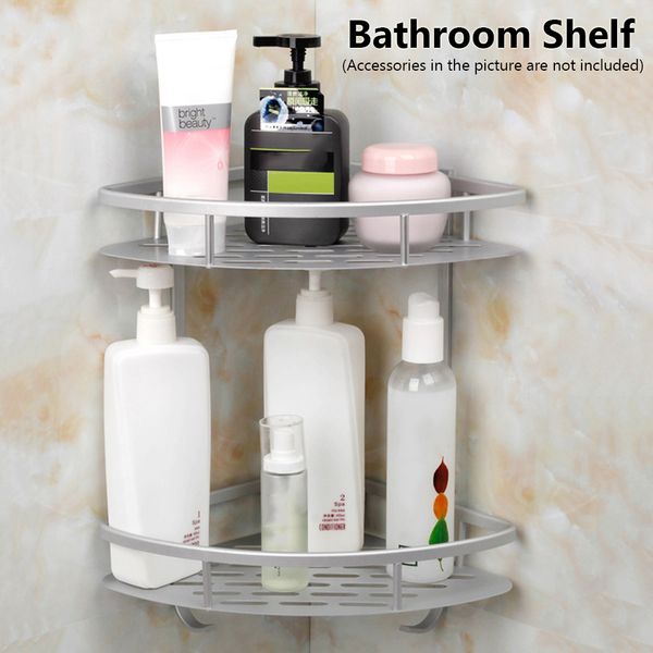 

2 tier metal shower gel shampoo organizer bathroom shelf corner storage rack kitchen holder home decoration bathroom accessories