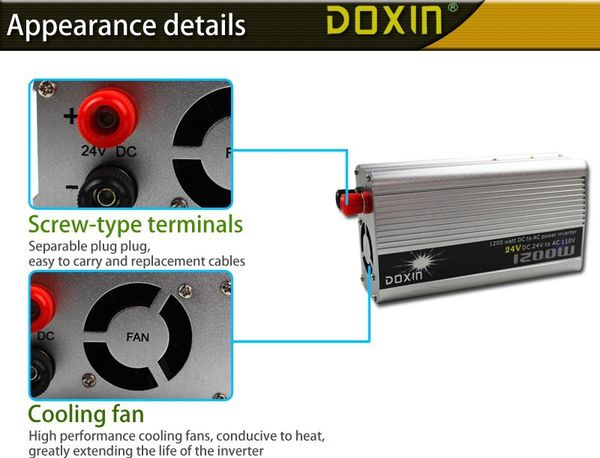 

sliver car inverter 1200w 24v to 220v/ power inverter 12v to 220v/ 12v 110v