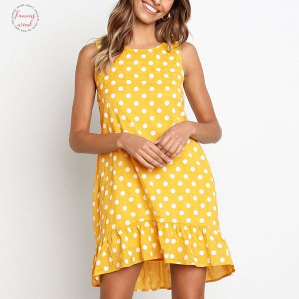 

knowing me 2019 summer ruffles beach dress women polka dot print mini dress girls loose casual o neck party dresses, Black;gray
