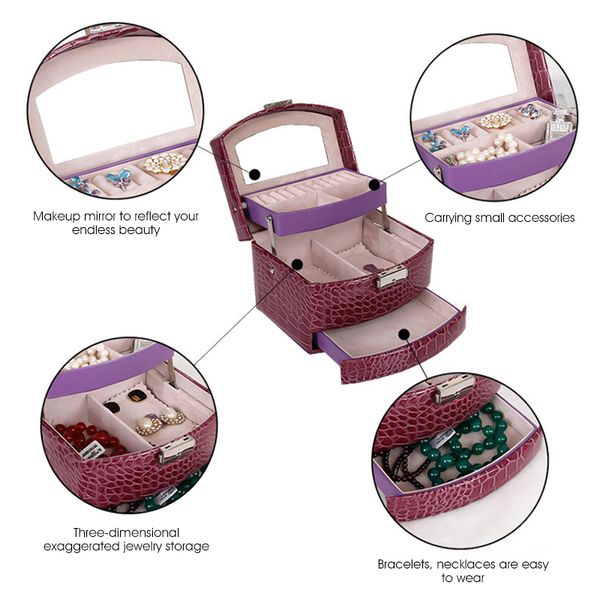 

laspera многолойне авомаиека кожа jewelry box Ѭелойнй Ѭанени box дл женин, Black;white