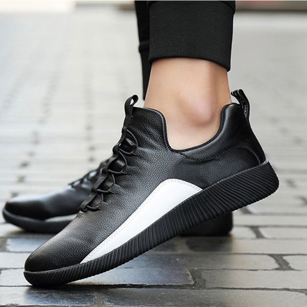 

dropshipping leather shoes male student sports shoes leather men's all-match comfortable xyz401, Black