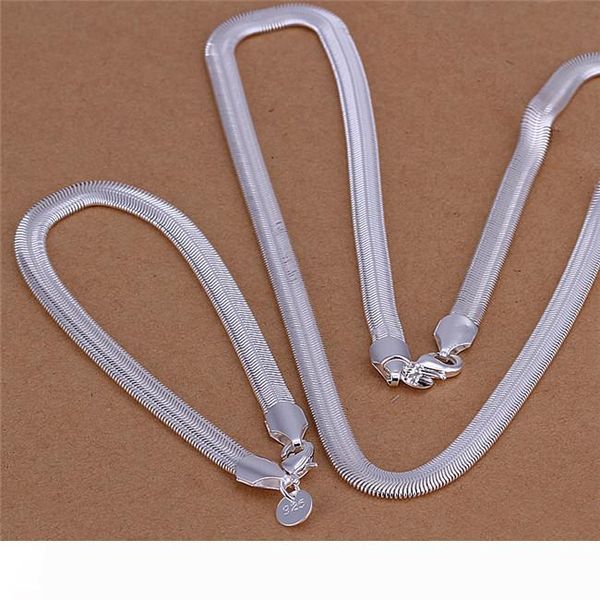 

s084 low price 925 sterling silver snake chain necklace & bracelet 6mm fashion jewelry set ing