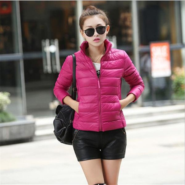 

женские зимние пальто мода короткое пальто дамы конфеты цвет тонкий свет дамы основные осень и зима хлопок, Black