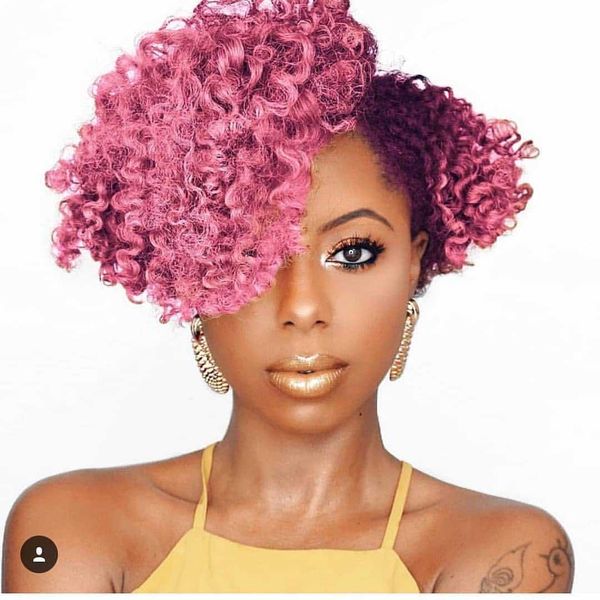 

european and american wigs african wigs female explosion head wig gradient color chemical fiber hood, Black