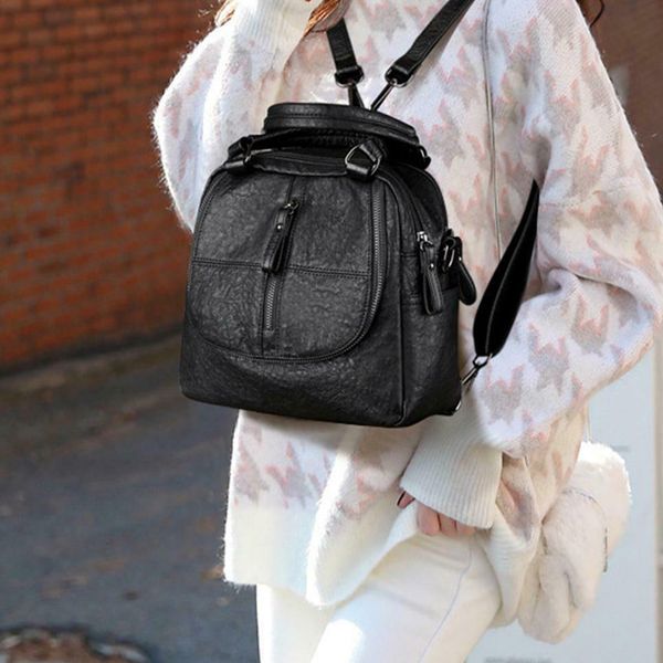 

pu leather multipurpose backpack shoulder bag zipper for mobile phone keys travel xin-shipping
