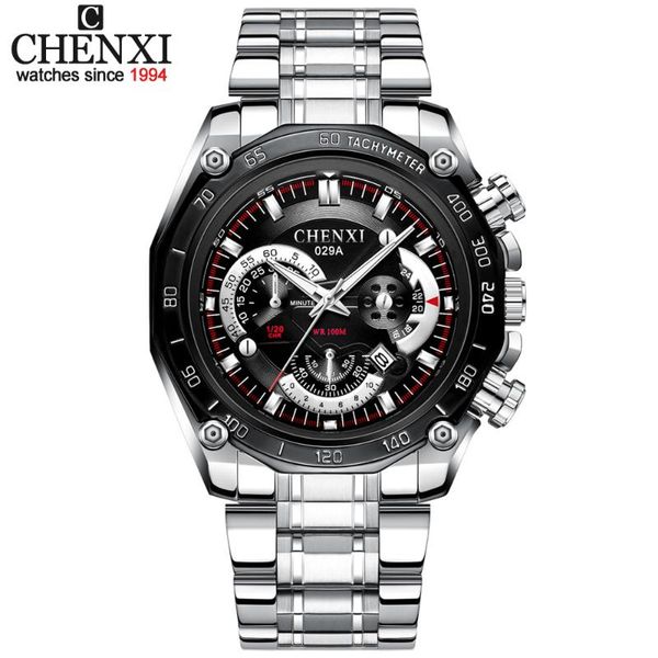 

chenxi relogio masculino men watches stainless steel waterpoof quartz watch fashion date business male clock, Slivery;brown