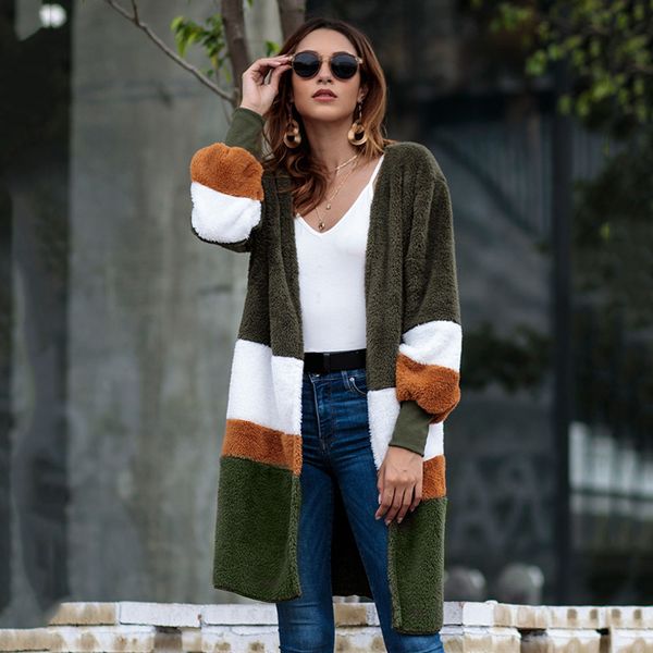 

autumn winter new women coat fashion casual loose long sleeve multi colors warm plus size ladies coat, White