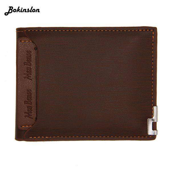 

bokinslon mens wallet short multi-function fashion casual iron edge card deck wallet casual male, Red;black