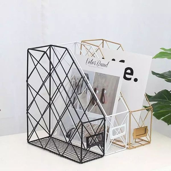 

nordic iron file storage rack home office deskbook magazine finishing rose gold table accessories organizer
