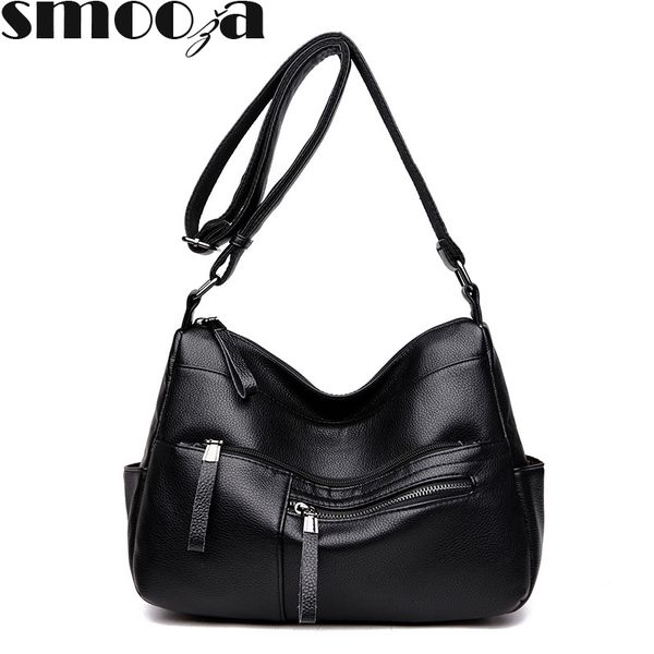 

smooza women shoulder bag 2020 new fashion pu lether summer soft leather bag middle-aged and old shoulder messenger