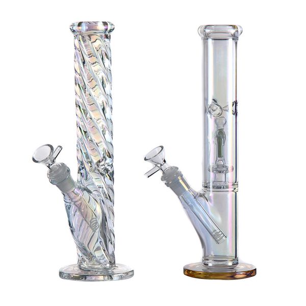 12.5 inç cam su bongs gökkuşağı cam bong Aydınlık Beher Bong nargile su boruları 14mm cam kase eklemi ile Downstem sigara için