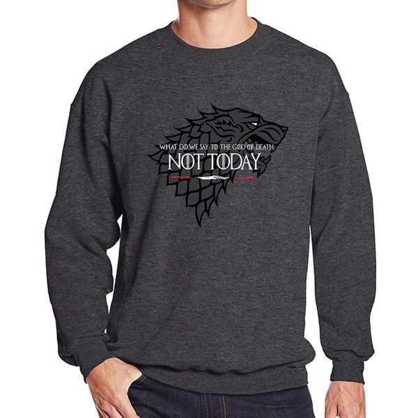 

не сегодня толстовка мужчины игра престолов hoodie старк wolf мужская толстовки 2019 осень зима пуловеры harajuku streetwear, Black