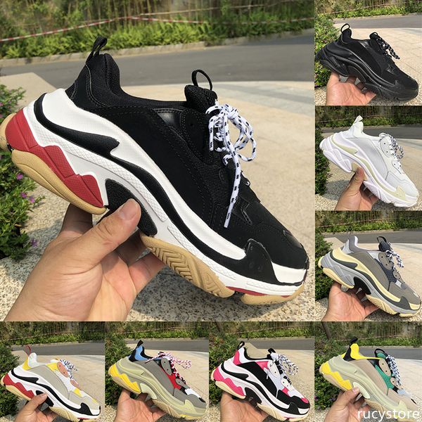 

paris triple s grey black white red mens casual shoes beige green yellow triple black white men women designer trainers us5.5-11