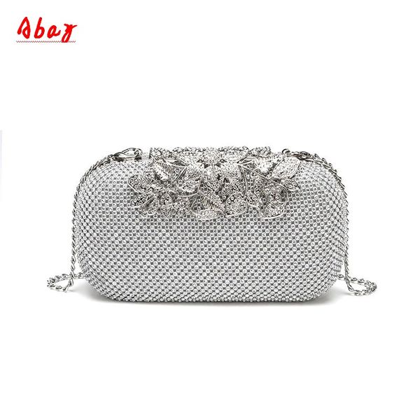 

abay women bag 2019 new fashion sweet luxury flower diamond small square bag temperament shoulder slung chain dinner party