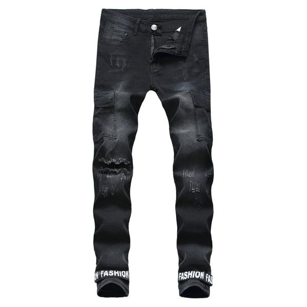 

специальные мужские ковбойские брюки slim fit сращивание черные брюки ноги брюки, Blue