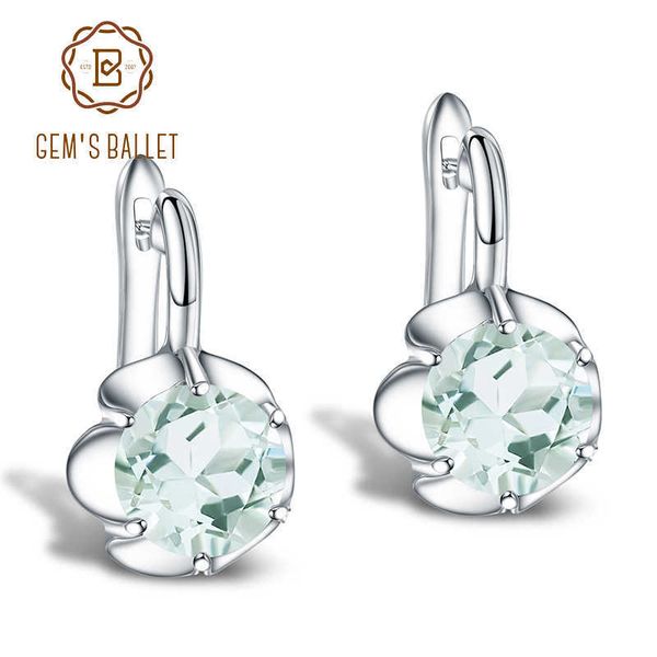 

gem балетных pure 925 стерлингового серебра изящных ювелирных изделий овальный 5.47ct natural green аметист birthstone серьги стержня для же, Golden