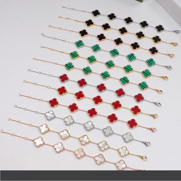 

jewelry four- leaf clover bracelet charm bracelet rose gold for women never fade chain bracelet, Golden;silver